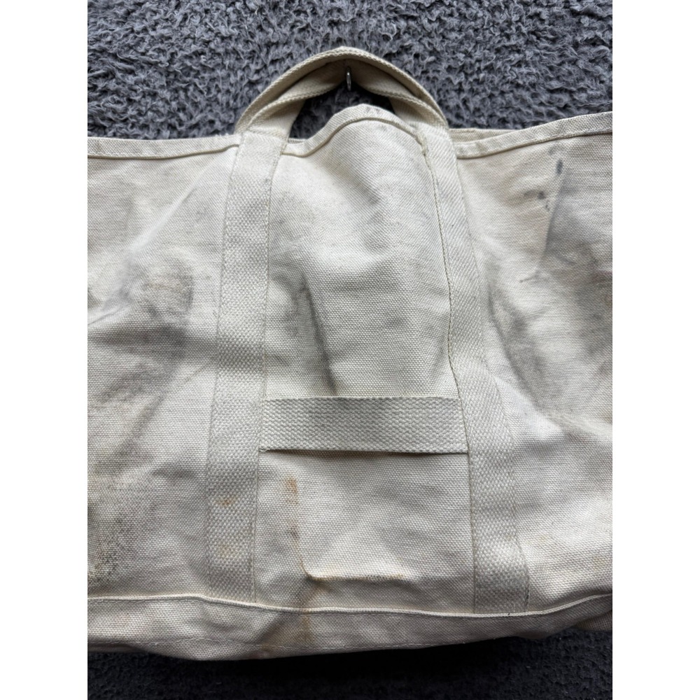 Vintage 70s 80s Linesmen Cotton Canvas Tool Utility Tote Bag Ivory 21 x 15 - Picture 3 of 13